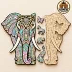 Blue Elephant Figured Wooden Puzzle