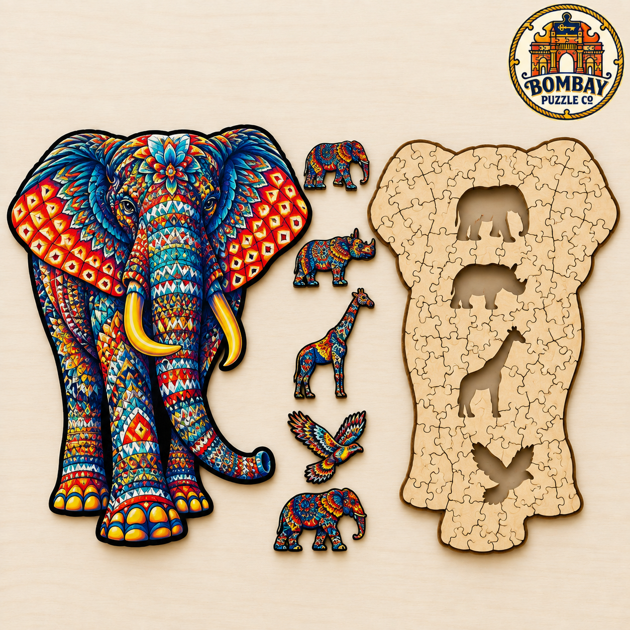 Colorful Elephant Puzzle Collection Elephant Figured Wooden Puzzle - Image 1
