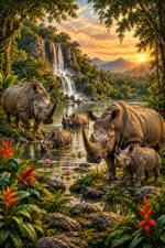 One-Horned Rhino Wooden Jigsaw Puzzle